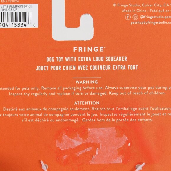 PUMPKIN SPICE Everything 9" Dog / Pet Toy with Squeaker by Fringe - NEW - Picture 6 of 7